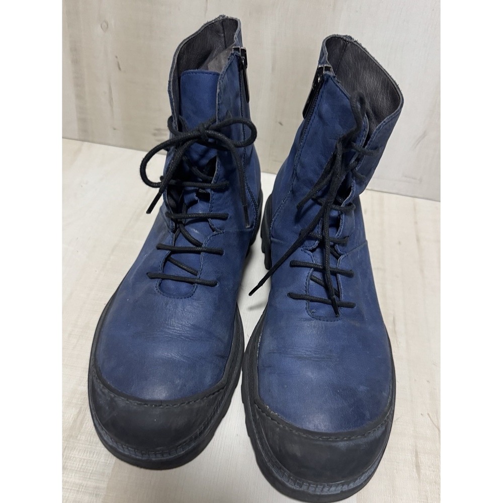 LOFINA Ottanio Leather i6 965 Low Boots Lace Up Zip Womens Size EU 41/US 10 Blue - Picture 4 of 11